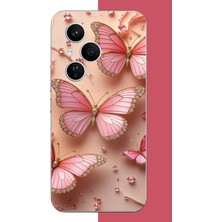 Aksesuarist Honor 400 Pro Uyumlu Pembe Renkli Kelebek Baskılı Silikon Kılıf