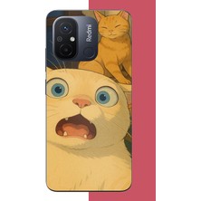 Aksesuarist Redmi 12C Uyumlu Şaşkın Kedi Baskılı Silikon Kılıf