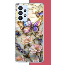 Aksesuarist Samsung Galaxy A53 Uyumlu Renkli Baskı Kelebek Baskılı Silikon Kılıf