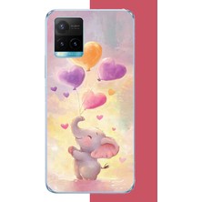 Aksesuarist Vivo Y21S Uyumlu Minik Fil Baskılı Silikon Kılıf
