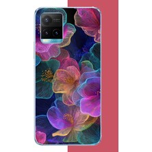 Aksesuarist Vivo Y21S Uyumlu Neon Çiçekler Baskılı Silikon Kılıf