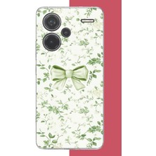 Aksesuarist Redmi Note 13 Pro Plus Uyumlu Yeşil Fiyonk Pattern Baskılı Silikon Kılıf
