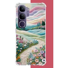 Aksesuarist Vivo V40 Lite Uyumlu Çiçekli Plato Baskılı Silikon Kılıf