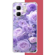 Aksesuarist Infinix Hot 50I - Smart 9 Uyumlu Mor Çiçek Baskılı Silikon Kılıf
