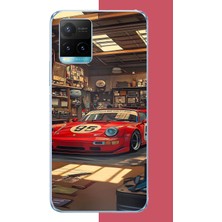 Aksesuarist Vivo Y21S Uyumlu Kırmızı Porsche Baskılı Silikon Kılıf