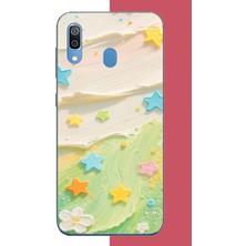 Aksesuarist Samsung Galaxy A20-A30 Uyumlu Tuvalde Renkli Yıldız Baskılı Silikon Kılıf