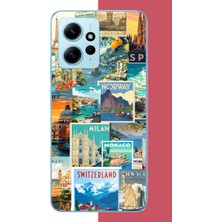 Aksesuarist Redmi Note 12 4g Uyumlu Kart Postal Kolaj Baskılı Silikon Kılıf