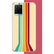 Aksesuarist Vivo Y21S Uyumlu Retro Renk Şeritleri Baskılı Silikon Kılıf