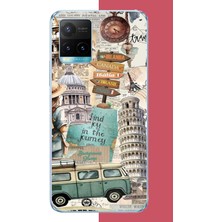 Aksesuarist Vivo Y21S Uyumlu Travel2 Baskılı Silikon Kılıf