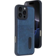 Dorasan Apple iPhone 16 Pro Max Kılıf Sara Kartvizitli Deri Kılıf - Lacivert