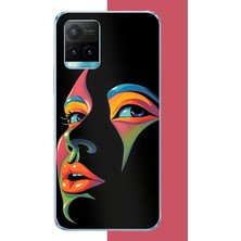 Aksesuarist Vivo Y21S Uyumlu Renkli Yüzler Baskılı Silikon Kılıf