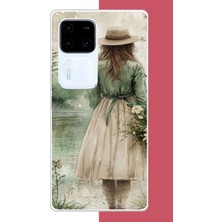 Aksesuarist Vivo V30 Uyumlu Göle Bakan Kadın Baskılı Silikon Kılıf
