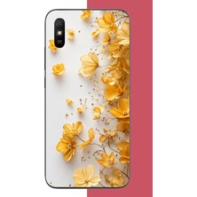 Aksesuarist Redmi 9A Uyumlu Altın Çiçek Esintisi Baskılı Silikon Kılıf