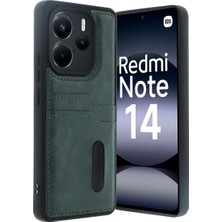 Dorasan Xiaomi Redmi Note 14 4g Kılıf Sara Kartvizitli Deri Kılıf - Koyu Yeşil