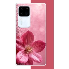 Aksesuarist Vivo V30 Uyumlu Pembe Işıltı Baskılı Silikon Kılıf