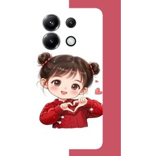 Aksesuarist Poco X6 Pro Uyumlu Kawaii Kalpli Kız Baskılı Silikon Kılıf