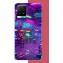 Aksesuarist Vivo Y21S Uyumlu Cyberpunk Neon Arcade Baskılı Silikon Kılıf