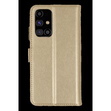 Dorasan Samsung Galaxy M31S Kılıf Trend S Plus Kapaklı Kılıf - Gold