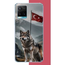 Aksesuarist Vivo Y21S Uyumlu Ulu Kurt Baskılı Silikon Kılıf