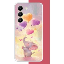 Aksesuarist Vivo V30 Lite Uyumlu Minik Fil Baskılı Silikon Kılıf