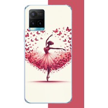 Aksesuarist Vivo Y21S Uyumlu Kelebekli Balerin Baskılı Silikon Kılıf