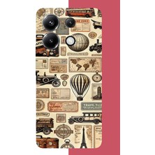 Aksesuarist Poco X6 Pro Uyumlu Vintage Seyehat Baskılı Silikon Kılıf