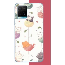Aksesuarist Vivo Y21S Uyumlu Yumaktaki Kediler Baskılı Silikon Kılıf