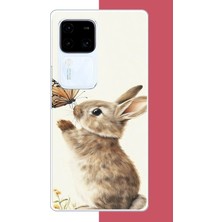 Aksesuarist Vivo V30 Uyumlu Kelebekli Tavşan Baskılı Silikon Kılıf