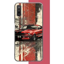 Aksesuarist Samsung Galaxy A7 2018 Uyumlu Kırmızı Mustang.jpeg Baskılı Silikon Kılıf