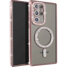 Dorasan Samsung Galaxy S25 Ultra Kılıf Joke Simli Magneticsafe Kılıf - Pembe