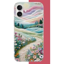 Aksesuarist iPhone 16 Uyumlu Çiçekli Plato Baskılı Silikon Kılıf