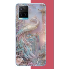 Aksesuarist Vivo Y21S Uyumlu Kristal Kuğu Baskılı Silikon Kılıf