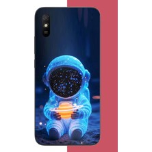 Aksesuarist Redmi 9A Uyumlu Yıldızlı Astronot Baskılı Silikon Kılıf
