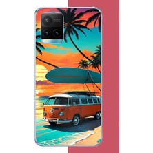 Aksesuarist Vivo Y21S Uyumlu 70'ler Surf Baskılı Silikon Kılıf