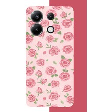 Aksesuarist Poco X6 Pro Uyumlu Pembe Gül Baskılı Silikon Kılıf