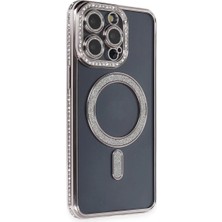 Dorasan Apple iPhone 14 Pro Kılıf Joke Simli Magneticsafe Kılıf - Gri