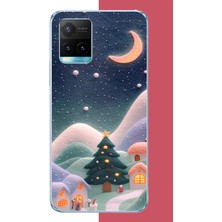 Aksesuarist Vivo Y21S Uyumlu Pofuduk Kar Baskılı Silikon Kılıf