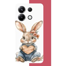 Aksesuarist Poco X6 Pro Uyumlu Çiçek Tokalı Tavşan Baskılı Silikon Kılıf
