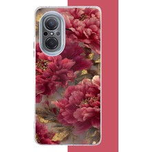 Aksesuarist Huawei Nova 9 Se Uyumlu Kırmızı Çiçek Baskılı Silikon Kılıf