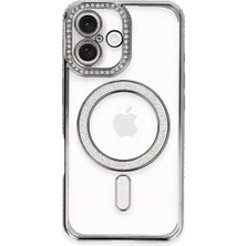 Dorasan Apple iPhone 16 Plus Kılıf Joke Simli Magneticsafe Kılıf - Gri