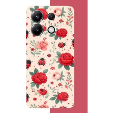 Aksesuarist Poco X6 Pro Uyumlu Uğur Böcek ve Gül Baskılı Silikon Kılıf