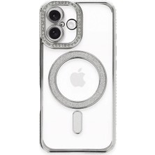 Dorasan Apple iPhone 16 Plus Kılıf Joke Simli Magneticsafe Kılıf - Gümüş