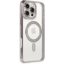 Dorasan Apple iPhone 16 Pro Kılıf Joke Simli Magneticsafe Kılıf - Pembe