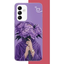 Aksesuarist Samsung Galaxy A05S Uyumlu Mor Çiçeklerin Ardında Baskılı Silikon Kılıf
