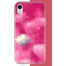 Aksesuarist iPhone Xr Uyumlu Pembe Tüyler Baskılı Silikon Kılıf
