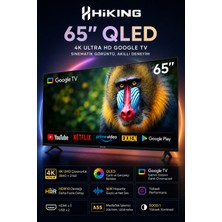 Robo Hiking Serisi 65 Inç 165 Ekran 4K Ultra Hd Uydu Alıcılı Smart QLED Google Tv Televizyon