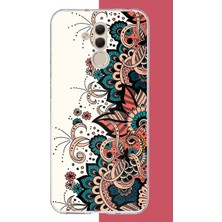 Aksesuarist Huawei Mate 20 Lite Uyumlu Etnik Çiçek Deseni Baskılı Silikon Kılıf