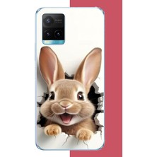 Aksesuarist Vivo Y21S Uyumlu Mutlu Tavşan Baskılı Silikon Kılıf