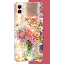 Aksesuarist Samsung Galaxy A04 Uyumlu Vazodaki Çiçek Baskılı Silikon Kılıf