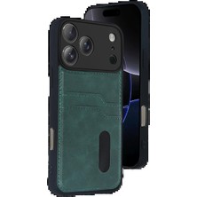 Dorasan Apple iPhone 17 Pro Max Sara Kartvizitli Deri Kılıf - Yeşil